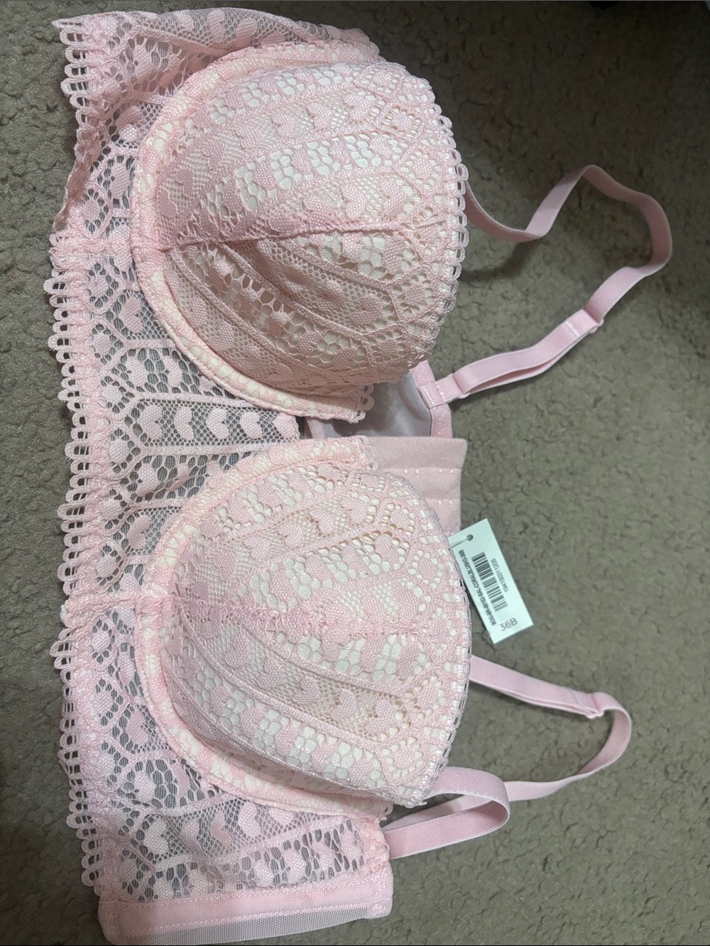 Adore Me Light Pink Lace Push-Up Bra